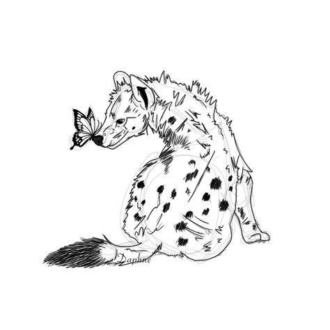 Hyena Art Drawings, Cute Hyena Drawing, Feral Tattoo, Hyena Tattoo Designs, Hyena Sketch, Hyena Illustration, Hyena Drawing, Hyena Art, Hyena Tattoo