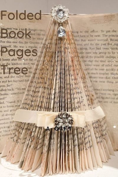 Learn how to fold the book pages into stunning Christmas tree. Rustic Christmas tree book pages Christmas diy idea. Instant full of charm Christmas diyJust That Perfect Piece Old Book Christmas Tree, Christmas Tree From Books, Christmas Tree Out Of Books, Folded Book Christmas Tree, Book Art Christmas, Christmas Tree Yarn, Christmas Tree Book, Christmas Tree Rustic, Diy Old Books