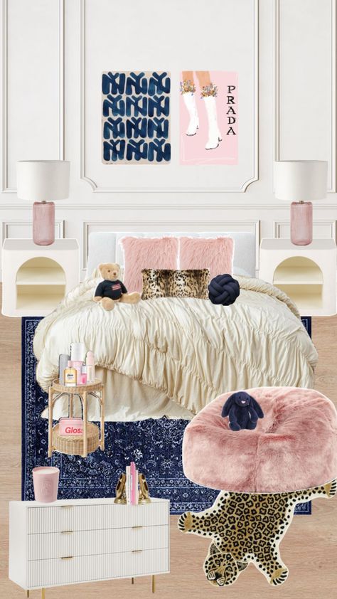 Vogue Dorm Room Ideas, Marylin Monroe Bedroom Ideas, Fashion Bedroom Ideas Classy, Bedroom Inspo Shuffles, Comfy Bed Inspo Aesthetic, Decorating Ideas Bedroom, Room Ideas 2000s Aesthetic, Aesthetic Girly Room Decor Ideas, White And Colourful Bedroom