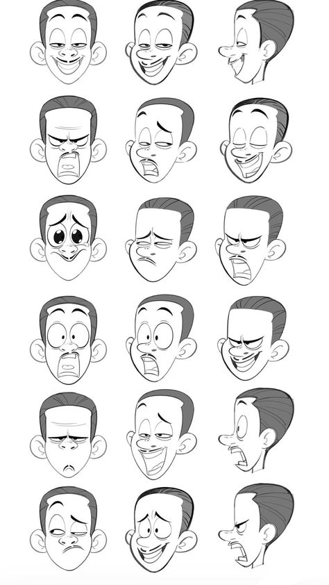 Comic Expressions Faces, Drawing Cartoon Expressions, Cute Cartoon Face Expressions, Cartoon Facial Expressions Drawing, Cartoon Scared Face, Drawing Face Expressions Sketches, Caricature Expressions, How To Draw A Face Cartoon, Simple Comic Character