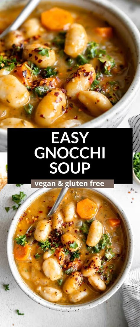 Cauliflower Gnocchi Soup Recipe, Vegetarian Soup Dairy Free, Healthy Soup Vegan, Pumpkin Gnocchi Soup Recipes, Delicious Vegan Soup, Paleo Gnocchi Soup, Veggie Gnocchi Soup, Crockpot Gnocchi Soup Vegetarian, Meatless Gnocchi Soup