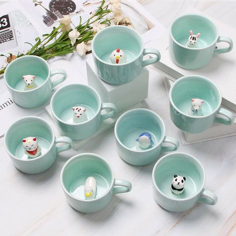 Description: Animal inside cartoon ceramic coffee mug Hand crafted. Very easy to clean, microwave safe, dishwasher safe High quality ceramic material, smooth and delicate, corrosion resistant. Measures 2.6 inch high and 3.35 inch in diameter; Capacity: 200ml(7 OZ). Best choice for birthday, Christmas, Thanksgiving Day, Mother's Day, Father's Day, as a gift to your friends and family, practical. Specification: Material: Ceramic Capacity: 200 ml Width: approx. 8.5cm/3.35 inch Height: approx. 6.5cm Fimo, 3d Coffee, Tea Cup Gifts, Painted Cups, Animal Mugs, Ceramic Hand, Diy 3d, Milk Cup, Coffee Milk