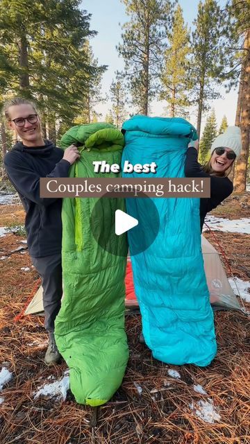 3.2M views · 185K likes | Isabel & Sentry Kelly | Adventure + Vanlife on Instagram: "‼️ Couples camping hack ‼️

We are ALWAYS looking for ways to improve our tent sleep system so I can’t believe it took us this long to make the change from one double to 2 singles for our sleeping bag setup!

WHY 2 singles?

- They pack down SO MUCH BETTER than one massive double.  We used to have a really hard time packing around our double bag since it pretty much took up the entirety of our backpacking pack
- The mummy style is actually much warmer than the box style on the double
- With 2 singles, we’re able to go on solo adventures or adventures with friends without each other
- We can customize the warmth (and length) of our individual sides of the bag!  I sleep so much colder than Sentry so I opted Diy Sleeping Bag, Backpacking Pack, Camping Hack, Adventures With Friends, Couples Camping, Couple Camping, Sleeping Hacks, Camping Must Haves, Instagram Couples