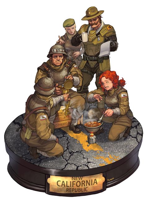 ArtStation - Fanarts for Fallout series, Penett Penett Figurine, Fallout New Vegas The Courier, Fallout Pipboy Art, New California Republic Fallout, Fallout Ncr Art, Rimworld Fanart, Ncr Ranger Art, Fallout New Vegas Courier, Fallout New Vegas Fanart