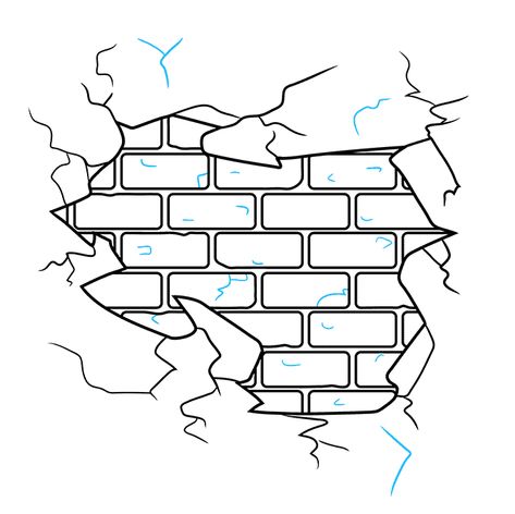 How to Draw a Brick Wall Step 09 Drawing Brick Wall, Brick Tattoo Stencil, Simple Graffiti Art Ideas, Brick Wall Tattoo, Graffiti Art Drawing Ideas, Graffiti Art Drawing, Draw Bricks, Brick Wall Drawing, Brick Stencil