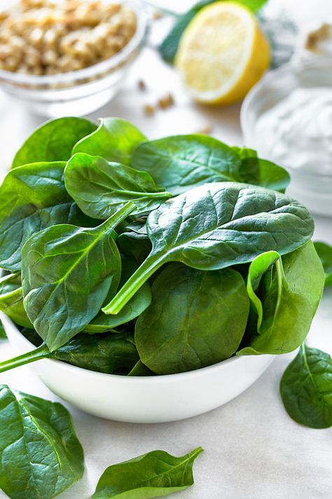 Fresh spinach, Greek yogurt, olive oil, lemon and pine nuts are key ingredients when preparing this cool, refreshing and healthy spinach dip! | thecozyapron.com #spinachdip #spinachdiprecipe #spinachdipeasy #spinachdipcold #spinachdiphealthy Spinach Aesthetic, Metabolism Booster Foods, Benefits Of Eating Spinach, Spinach Photography, Tea Fertilizer, Spinach Plant, Longevity Spinach, Spinach Food, Spinach Dip Cold