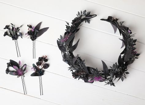 Set of 4 black purple gothic hair pins, black purple wedding hair accessories, gothic purple bridal hair pins, black hairpiece bridesmaid, gothic purple hair crown The normal time of air delivery: ♥ -USA- 14-30 day ♥ -Europe- 12-20 day ♥ -Canada, Australia- 10-30 day Usually 10-17 business days, but sometimes there are delays on the custom. -Please make sure you allow enough time for your order to arrive. Goth Wedding Hair, Black Hairpiece, Black Purple Wedding, Purple Wedding Hair, Black Wedding Veil, Gothic Hair Accessories, Black Lace Wedding Dress, Ball Outfit, Accessories Gothic