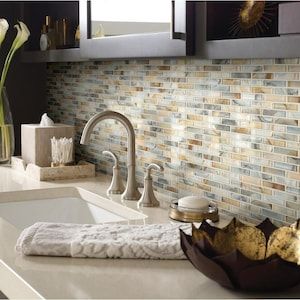 Neutral Backsplash Kitchen, Neutral Tile, Shaw Floors, Glass Brick, Best Floor Tiles, Mosaic Wall Tiles, Wood Look Tile, Farmhouse Sink Kitchen, Best Flooring