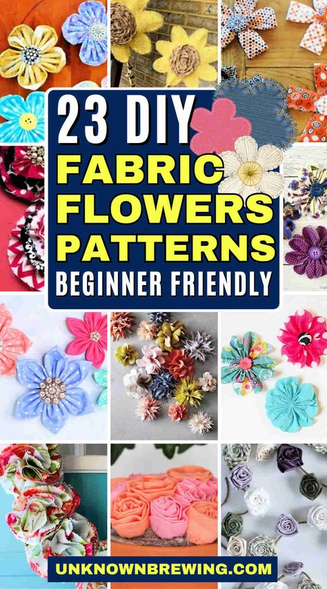 23 Simple DIY Fabric Flower Tutorials for Elegant Decorations Diy Fabric Flowers Tutorial, Fabric Flowers Diy No Sew, Fabric Flowers Diy Easy, Rolled Fabric Flowers, Diy Fabric Flowers, Flowers Board, Easy Fabric Flowers, Loom Flowers, Crafting Flowers