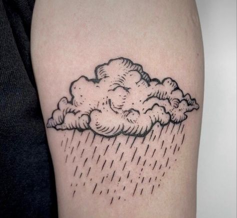 Rain Cloud Tattoos, Tattoo Daruma, Cloud Tattoo Design, Rain Tattoo, Storm Tattoo, Lightning Bolt Tattoo, Lightning Tattoo, Bolt Tattoo, Lightning Cloud