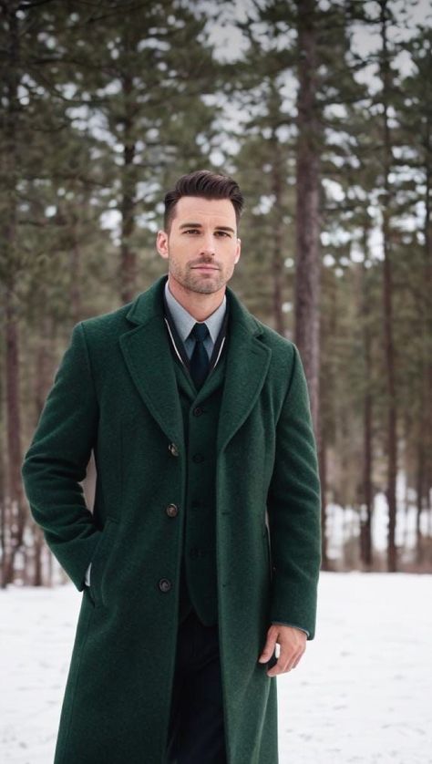 Men’s Coats, Green Overcoat, Green Winter Jacket, Man's Overcoat, Green Wool Coat, Peacoat Men, Mens Wool Coats, Mens Overcoat, Wedding Outfit Men