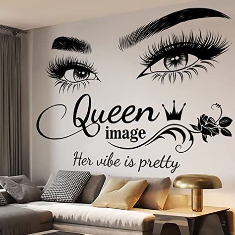 KeLay Fs Queen Eyelash Stickers for Wall,Beauty Eyelash Wall Sticker Removable Vinyl Queen Eyes Wall Stickers Decals for Living Room Bedroom (1 Pair Queen Eyes) Sofa Wall Decor, Lash Room Decor, Sofa Layout, Queen Images, Lash Room, Wall Decor Quotes, Removable Wall Decals, Decoration Stickers, Pvc Wall