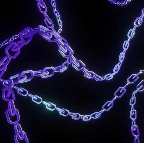 Graphic designed 3D rendered metallic purple and turquoise chains against a black background, made on Blender Cyberpunk Cover Photo, Purple Chains Aesthetic, Background For Album Cover, Cyberpunk Album Cover, Hyperpop Album Cover, Hyperpop Graphic Design, Y2k Album Cover Design, Graphic Album Cover, Graphic Design Cyberpunk