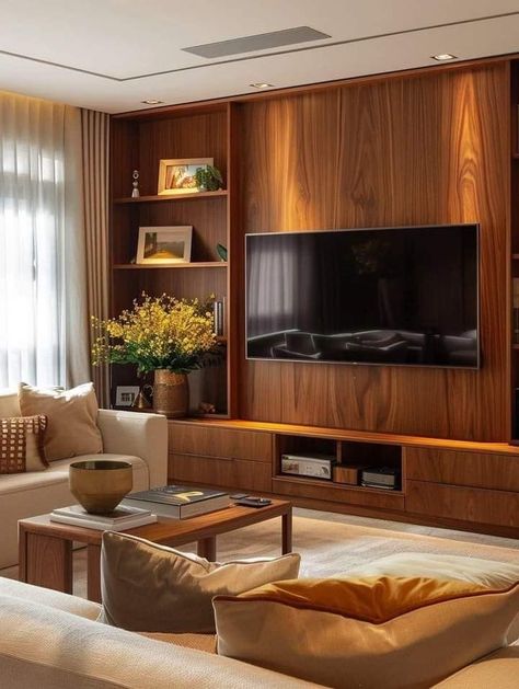 Tv Unit In Small Living Room, Small Room Tv Unit Design, Tv Wall Design With Storage, Traditional Tv Wall, Decorations Drawing, Tv Unit With Storage, 2023 Home Interior, Small House Living Room, Modern Living Room Design Ideas