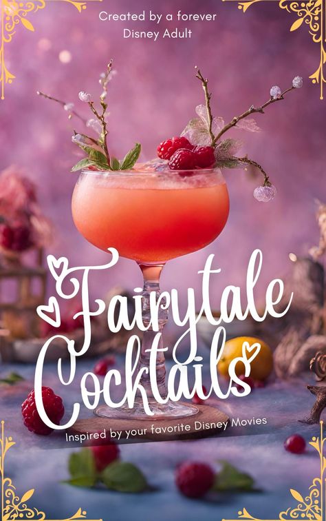 Sip Like a Princess: 5 Fairytale Cocktail Recipes Inspired by Disney Royalty – Fairytale Cocktails Disney Theme Cocktail Party, Theme Cocktail Party Ideas, Princess Themed Drinks, Fairy Alcohol Drinks, Tangled Cocktails, Cottage Core Cocktails, Fairy Themed Cocktails, Bride Cocktail Drinks, Fairytale Drinks