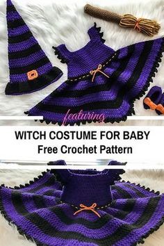 Crochet Newborn Costume Free Pattern, Crochet Costumes For Kids, Crochet Baby Halloween, Baby Witch Costume, Halloween Costume Crochet, Crocheted Halloween, Crochet Halloween Costume, Baby Halloween Costume, Crochet Pour Halloween