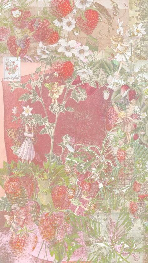 can u find all the 🧚’s ? #wallpaper #nature #strawberries #art #fairies #pink #vintage #pastel Nature, Pastel, Tela, Pink Wallpaper Vintage, Moody Wallpaper, S Wallpaper, Fairy Wallpaper, Pastel Poster, Pink Nature