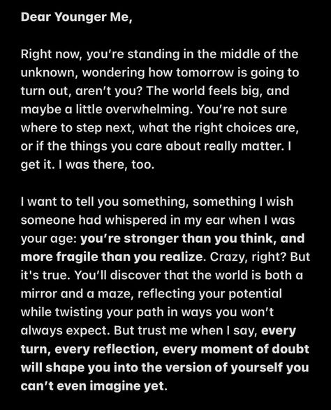 About two days ago, I came across a post of Victor C. Ewurum post. He asked in his post “If you could write a letter to your younger self, preparing him/her for tomorrow, the remaining few months maybe next year, what would you say?” - This is Day 26, cheers to the future, goodbye to the past. - - - #danieldaska #ArtisticVoyage #SketchbookChronicles #paintingpallete #creativequest #dailyart #artisticgrowth #365dayschallenge #artjournal #drawingdaily #dailysketch #artfuldailychallenge #creativ... Letter For Younger Self, Letters To My Younger Self, Letter For My Self, Letter To My Younger Self Quotes, Writing Letter To Future Self, Letter To Past Self, To My Younger Self Quotes, Letter To Your Past Self, Letter To My Self