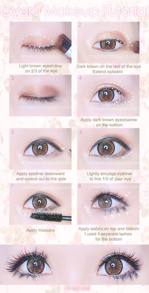 Simple Gyaru eye makeup tutorial Eyeliner For Big Eyes, Korean Lifestyle, Tutorial Eyeliner, Asian Makeup Tutorials, Gyaru Makeup, Korean Makeup Tutorials, Kawaii Makeup, Makeup Tutorial Eyeliner, Ulzzang Makeup