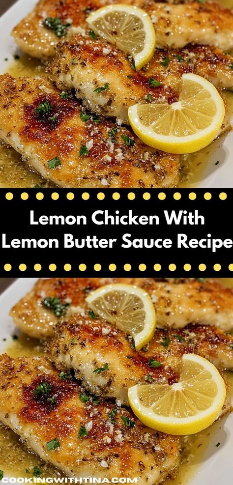 Looking for a delightful dinner idea? This Lemon Chicken with Lemon Butter Sauce recipe is bursting with zesty flavor. It's a quick and easy dish that the whole family will love, perfect for busy weeknights. Lemon And Butter Chicken, Chicken And Lemon Recipes, Lemon Chicken Thigh Recipe, Meyer Lemon Recipes Dinners, Chicken Recipes Lemon Pepper, Buttery Lemon Chicken, Lemon Chicken Cutlets, Chicken With Lemon Butter Sauce, Lemon Recipes Dinner