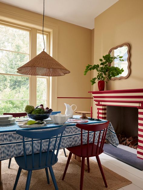 Fence Paint Colours, John Lewis Home, Red Vases, Yellow Ceramics, Red Leopard, Floral Tablecloth, Ikat Print, Striped Wallpaper, New Home Designs