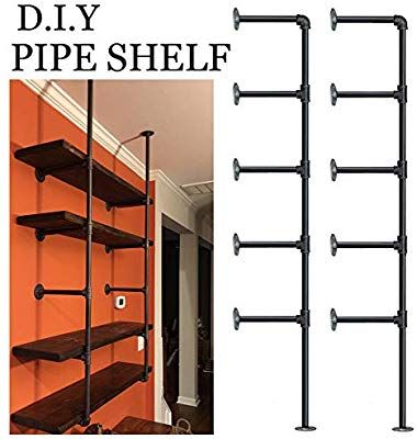 FOF Industrial Retro Wall Mount iron Pipe Shelf,DIY Open Bookshelf,Hung Bracket,Home Improvement Kitchen Shelves,Tool Utility Shelves, Office shelves, bookshelves and bookcases (2Pcs) Pipe Shelf Diy, Iron Pipe Shelves, Shelves Bookshelves, Diy Shelf Brackets, Diy Pipe Shelves, Pipe Shelf Brackets, Shelves Office, Hanging Storage Shelves, Office Shelves