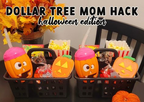 Halloween edition of my dollar tree movie basket! Dollar tree shopping list: 🎃 cleaning caddy 🎃 halloween themed cup 🎃 popcorn bucket 🎃 halloween themed goodie bag to fill with candy 🎃 halloween cookie 🎃 favorite candy, snacks & popcorn Each kid get their own basket! Perfect for family movie nights, sleepovers, and halloween parties! #dollartreehalloween #dollartreefinds #dollartreeideas #dollartreehacks #momhack Dollar Tree Movie Night Basket, Dollar Tree Movie Night, Movie Basket, Movie Night Basket, Cleaning Caddy, Candy Snacks, Dollar Tree Halloween, Dollar Tree Hacks, Candy Halloween