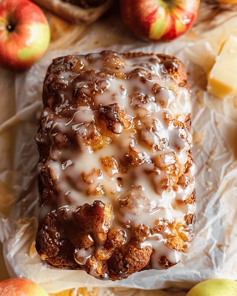 Amish Apple Fritter Bread - Recipes, Tasks & Tools Amish Apple Bread, Amish Apple Fritter, Apple Fritters Bread Recipe, Baked Apple Fritters, Harvest Bread, Apple Fritter Bread, Apple Cinnamon Bread, Apples Cinnamon, Apple Fritter