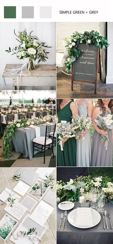 Green And Gray Wedding, Green And Grey Wedding, Gray Wedding Colors, Wedding Color Palettes, Wedding Color Ideas, Green Wedding Colors, Gray Wedding, Grey Wedding, Green And Gray