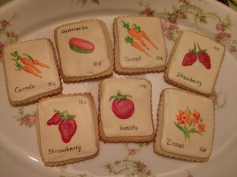 Seed packet cookies Seed Packets, Icing Cookies, Royal Icing Cookies, Royal Icing, Carrots, Sugar Cookie