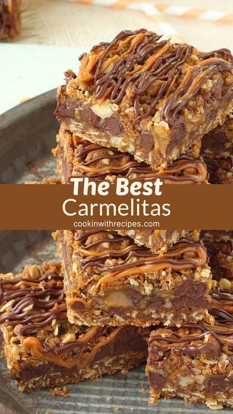 The Best Carmelitas Recipe Carmalitas Bar, Caramel Tassies Recipe, Carmelitas Recipe 9x13, 12 Tomatoes Recipes Cookies, Kraft Caramel Recipes, Caramel Bits Recipes, Desserts With Caramel, Caramilk Recipes, Thanksgiving Brownies