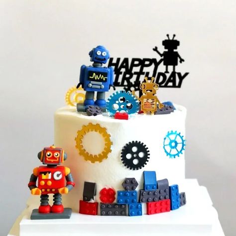 Smarter Shopping, Better Living! Aliexpress.com Baby Birthday Cake, Robot Cake, Robot Theme, Sugar Bread, Theme Soft, Doll Ornaments, Retro Robot, Baby Birthday Cakes, Pan Bread