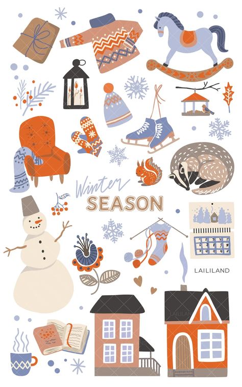 Winter Clipart Snowman Clip Art Gingerbread Clipart Winter | Etsy Winter Clip Art Free, Cute Winter Stickers, Winter Illustration Art, January Clipart, Winter Graphic Design, Snowman Clip Art, Winter Digital Art, Gingerbread Clipart, Winter Clip Art