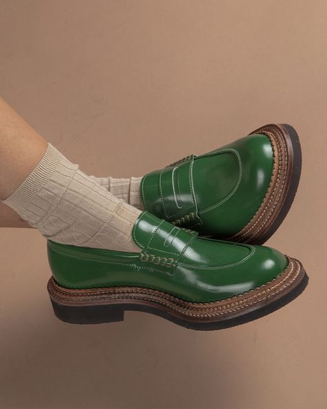 The Triple Welt Loafer    #grenson #womensshoes #brogues #boots #loafers #womenswear #womensstyle #womensfashion #grensonshoes #triplewelts #madeinengland Green Loafers Outfit, Loafers Women Outfit, Green Loafers, Grenson Shoes, Loafers Outfit, Women Outfit, Fat Face, Workout Accessories, Loafers For Women