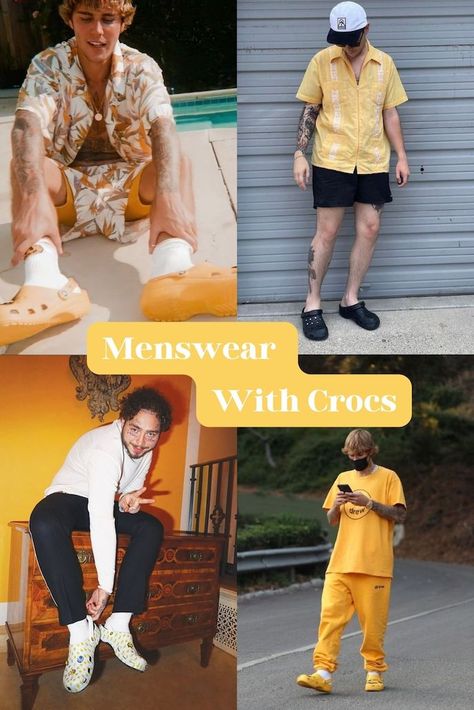 53 Crocs Outfit Ideas You'll Wear All Year - ljanestyle.com Mens Croc Outfits, Crocs Ootd For Men, Crocs Fashion Men, Men’s Crocs Outfit, Crocs Mens Outfit, Crocs Style Outfits Men, Crocks Outfits For Men, Crocs Men Style, Mens Crocs Fashion