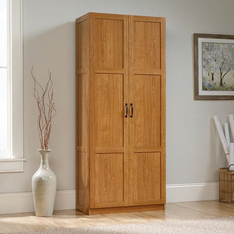 Sauder Deep Storage Cabinet, Brown Deep Storage Cabinet, Sauder Storage Cabinet, Utility Shelves, Pantry Storage Cabinet, Style Pantry, Office Storage Cabinets, Brown Cabinets, Innovative Furniture, Wood Storage Cabinets