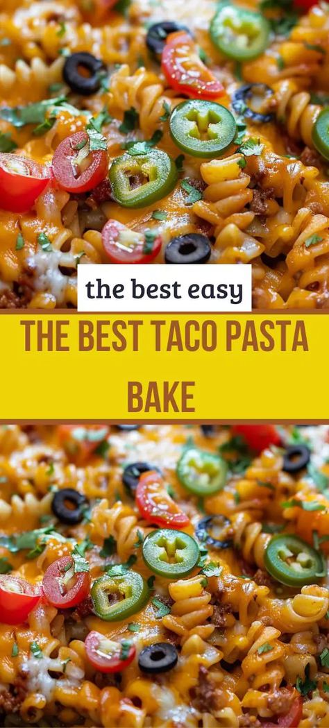 The BEST Taco Pasta Bake Mexican Pasta Bake, Taco Pasta Bake, Taco Casserole Bake, Mexican Pasta, Beef Pasta Recipes, Taco Bake, Taco Pasta, Lunch Appetizers, Beef Pasta