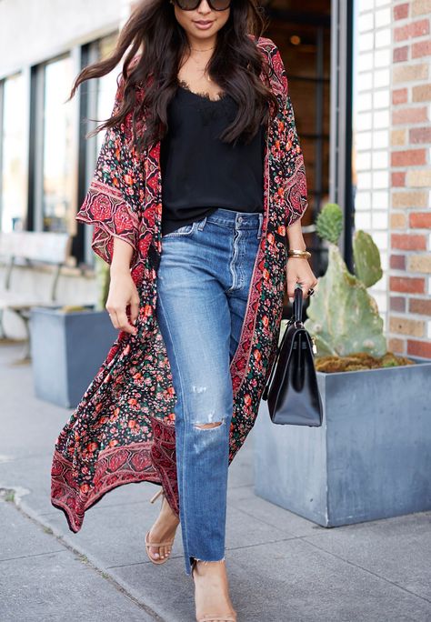 Kimonos Outfits, Summer Kimono Outfit, Look Hippie Chic, Kimono Outfits, Look Boho Chic, Abbot Kinney, Kimono Outfit, Mode Kimono, Western Wear Outfits