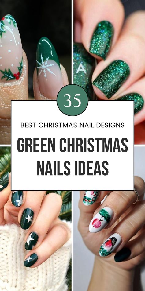 Ready to level up your nail game with emerald and forest green Christmas nails? Check out stunning nail art designs with red, bling, and acrylic styles. Cute Christmas nails for every holiday look! Save this pin to your "Seasonal Nails" board for inspiration and read more in the article. Dark Christmas Green Nails, Christmas Nails Greens, Green Coffin Christmas Nails, Square Christmas Nails Green, Black Red And Green Nails, Green Acrylic Christmas Nails, Christmas Green Gel Nails, Pine Green Christmas Nails, Hard Gel Nails Design Christmas