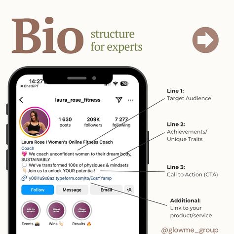 How to Build a Successful Bio for Your Business or Personal Brand on Social Media➡️🌟 A compelling social media bio can make a significant impact on your business’s online presence. Here’s a step-by-step guide to crafting a perfect bio for a business: 1️⃣ Unique Value Proposition - Highlight what makes your business unique. What do you offer that others don’t? 2️⃣ Target Audience - Specify who your products or services are for. Speak directly to your ideal customers. 3️⃣ Call to Action... Unique Value Proposition, Online Fitness Coaching, What Makes You Unique, Business Content, Value Proposition, Social Media Branding, Brand Building, Instagram Bio, Personal Brand
