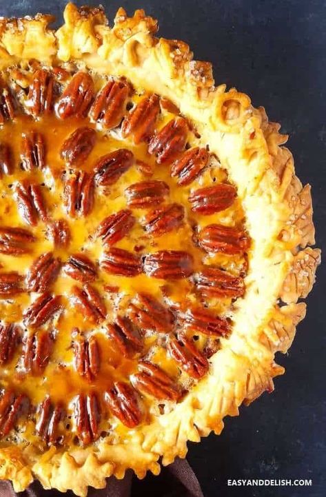 Easy Texas Pecan Pie Recipe has a nutty and sweet ooey gooey filling with a crunch that indulges any palate. It's made with light corn syrup/brown sugar and perfect dessert for Fall and Thanksgiving! #pecanpie #easyrecipe #pie #thanskgiving #dessertrecipes Original Pecan Pie Recipe, Texas Pecan Pie Recipe, Buttermilk Pecan Pie, Texas Pecan Pie, Pecan Pie Recipe Southern, Best Pie Crust Recipe, Dessert For Fall, Pecan Pie Cake, Pecan Pie Cookies