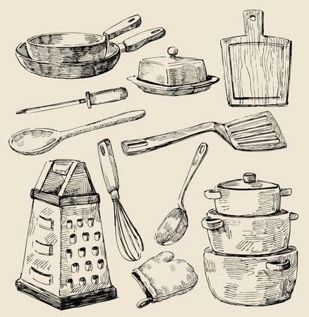 Cooking Doodles, Utensils Drawing, Basic Sketching, Pen Art Work, Kitchen Drawing, Food Sketch, Pen Art Drawings, Object Drawing, Clip Arts