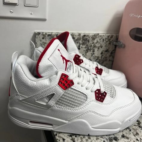 Jordan 4 metallic red Red Metallic Jordan 4, Jordan Retro 4 Metallic Red, White And Red Jordan 4’s, Jordans 4s Red, Jordan 4 All Colors, Black And Red Jordans 4s, Red Jordans Women, Metallic Red Jordan 4, Jordan 4 Rouge