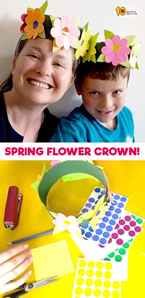 Paper Flower Crown - Spring Activity for Kids Crown Activity, Paper Flower Crown, Spring Activity, Diy Flower Crown, Crown For Kids, Crown Crafts, Spring Hats, Cool Paper Crafts, Easy Arts And Crafts