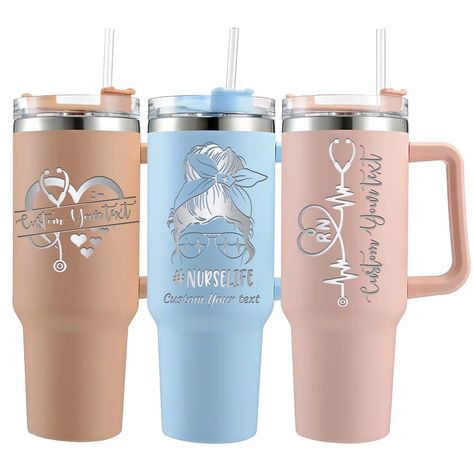 PRICES MAY VARY. ✅ CUSTOM NURSE GIFTS FOR TUMBLER: Click 'Customize Now' to your personalized nurse tumbler for women. You deserve to get this 40oz engraved name personalized tumblers with lids and straws. ✅ PERSONALIZED RN NURSE GIFT: This personalized nurse tumbler is a unique nurses week gifts, nursing student gifts, christmas gift, custom gift for nurse graduation gift, nursing gifts for nurses. It's a good way to show how much you care about nurse women. ✅ REFILL LESS: 40oz personalized nur Tumbler Ideas Engraved, Senior Gifts For Girls, Gift For New Nurse, Gifts For Nursing Graduates, Nurse Coffee Mug, Nursing Graduate Gift Ideas, Gifts For Nurses Appreciation, Nurse Gift Basket Ideas, Nursing Graduation Gifts