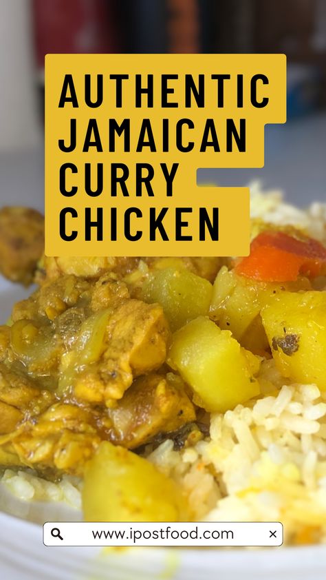 Get the full recipe for this Jamaican Curry Chicken recipe at www.ipostfood.com Curry Recipes Jamaican, Authentic Jamaican Curry Chicken, Curry Chicken Rice And Peas, Easy Jamaican Curry Chicken, Caribbean Curry Recipes, Curry Chicken Recipes Jamaican Easy, Authentic Curry Chicken Recipes Jamaican, Stew Chicken Recipe Caribbean, Curry Chicken Recipes Jamaican