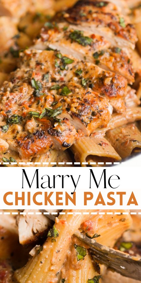 Marry Me Chicken For Two, Essen, Chicken Recipes Sundried Tomatoes, Chicken Recipes For Pasta, Pasta Dish With Chicken, Sundried Chicken Pasta, Marry Me Chicken Bowl, Chicken For Pasta Recipes, Marry Me Dinner Recipes