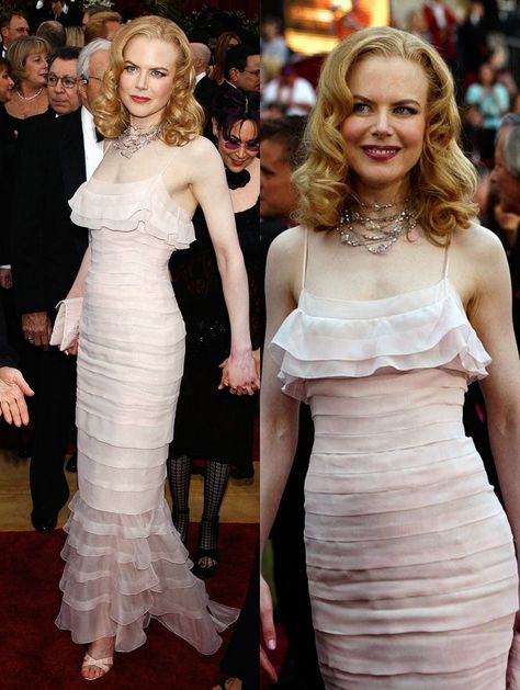 Nicole Kidman Oscars 2002 in Chanel Nicole Kidman Chanel, Nicole Kidman Oscars, 2000 Fashion, Chanel Dress, Nicole Kidman, Long Dresses, Dress Pink, Sewing Inspiration, Cannes