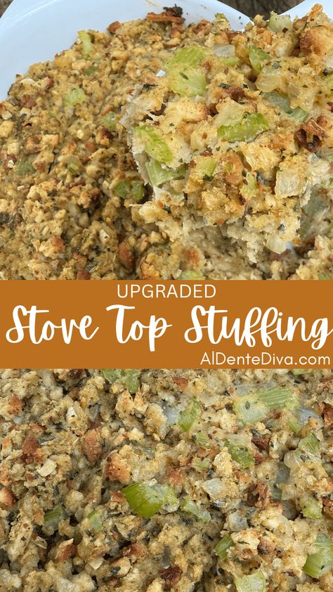 Upgraded Stove Top Stuffing Homemade Stovetop Stuffing Recipes, Sausage Stuffing Stovetop, Making Stove Top Stuffing Better, Homemade Stove Top Stuffing, Elevated Stove Top Stuffing, How To Jazz Up Stove Top Stuffing, Crockpot Stovetop Stuffing, Dress Up Stove Top Stuffing, Stovetop Stuffing Crockpot