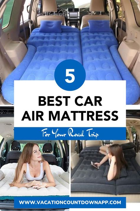 Are you looking for a comfortable way to sleep during car trips? Then consider investing in a car air mattress! Check out the different types of car air beds and discover that these mattresses offer more benefits than car camping. These are the best travel air mattresses with reviews. Sleep In Car, Sleeping In Your Car, Car Mattress, Car Air Mattress, Travel Packing List, Camping Must Haves, Air Mattress Camping, Road Trip Car, Air Mattresses